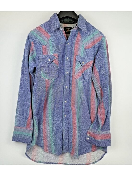 Saddle King Other - Vintage Saddle King USA Pearl Snap Shacket XL – Striped Cotton Western Cowboy